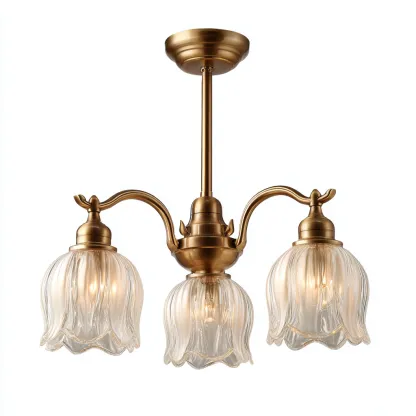 Lampada da soffitto in metallo e vetro 48x48x32 cm - bronzo-trasparente - stile classico-Livingvo