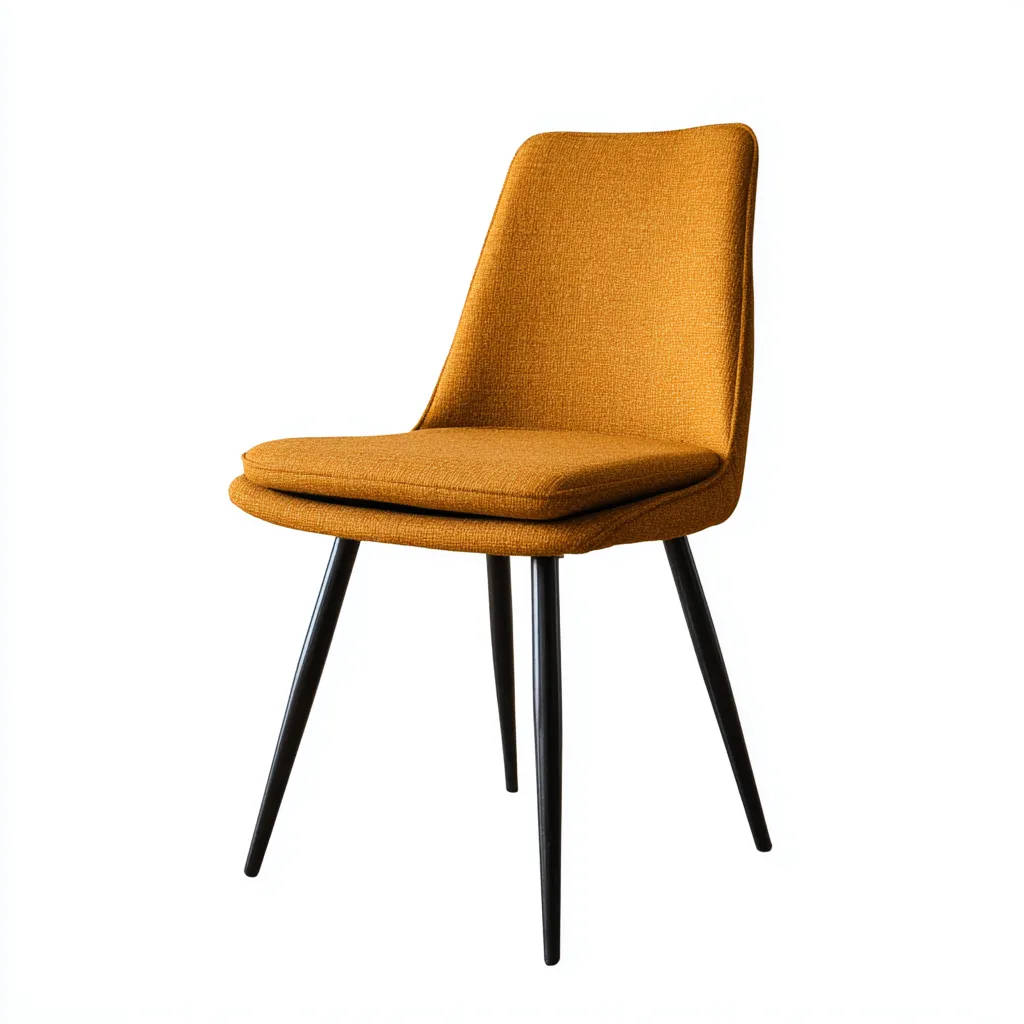 Sedia da pranzo - tessuto imbottito con struttura in metallo - 48x53x85 cm - giallo - uso interno - design moderno-Livingvo