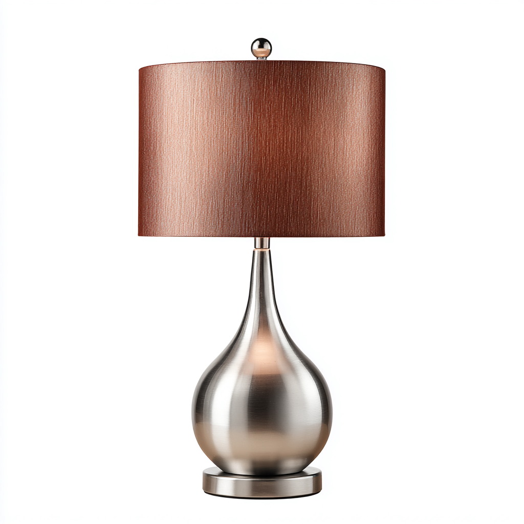 Lampada da tavolo in metallo 30x30x55 cm - argento-marrone - stile moderno-Livingvo