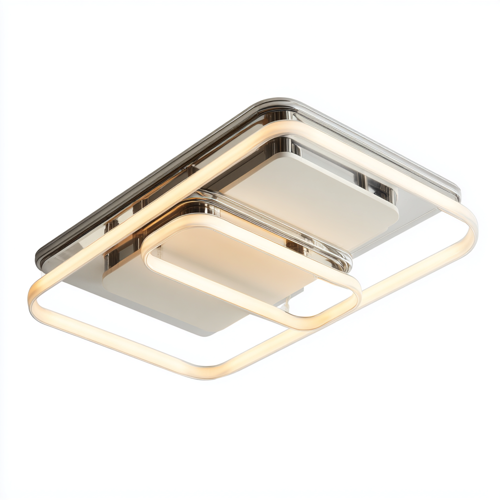 Lampada da soffitto LED in metallo 52x52x10 cm - argento - design moderno-Livingvo
