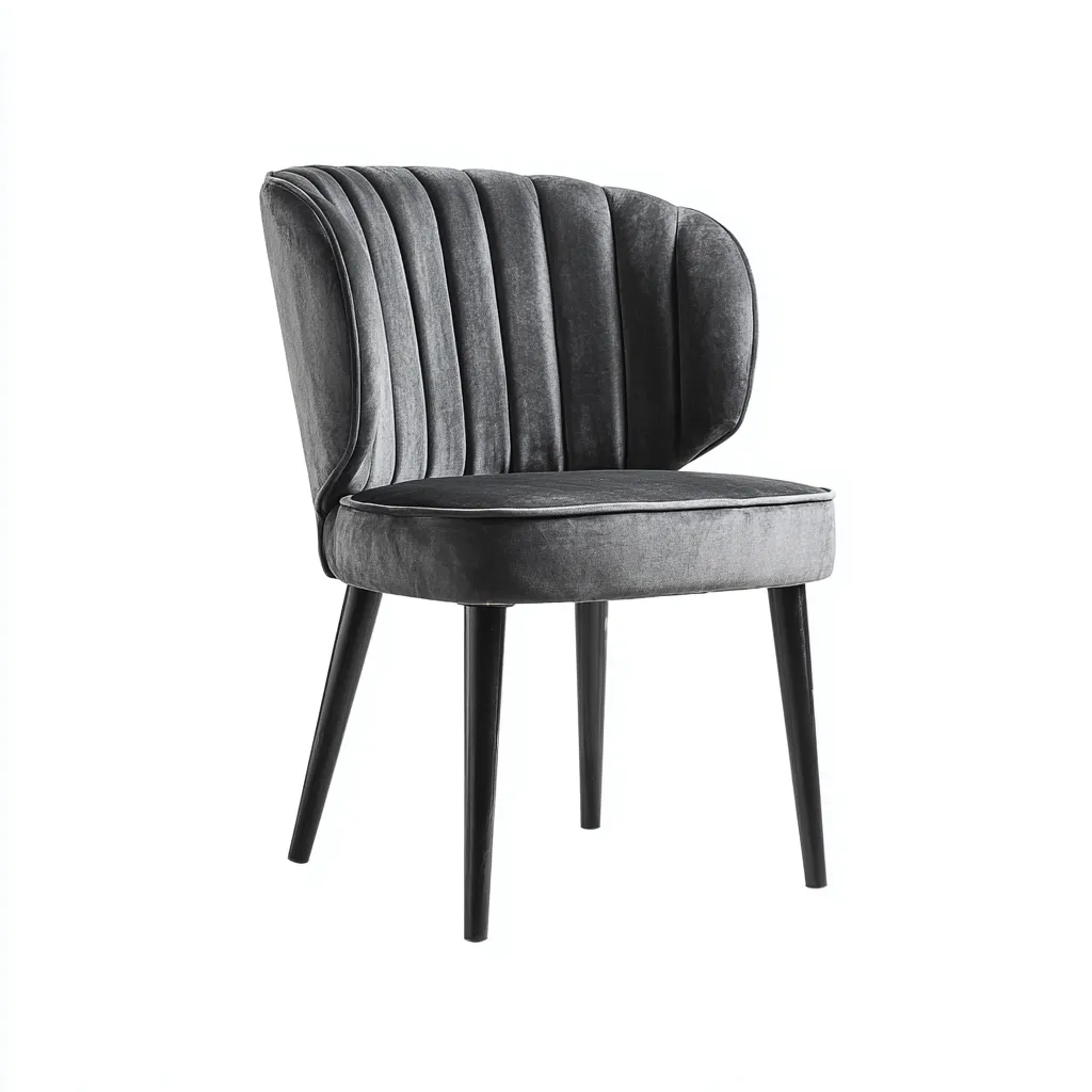 Sedia da pranzo - velluto grigio con gambe nere - 50x56x82 cm - grigio - uso interno - design moderno-Livingvo