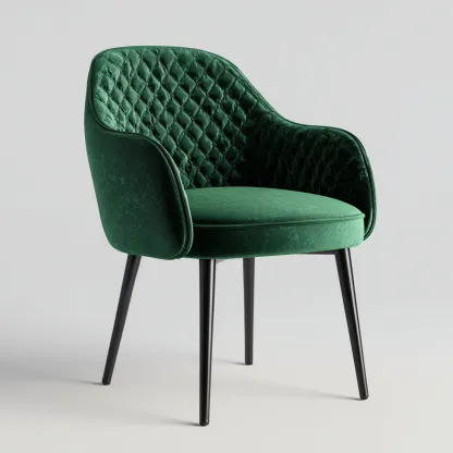 Sedia da pranzo - velluto trapuntato con gambe nere - 55x60x84 cm - verde - uso interno - design moderno-Livingvo