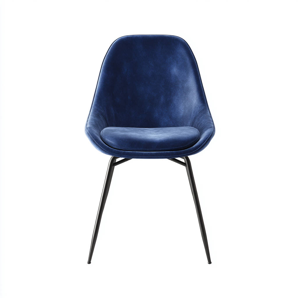 Sedia da pranzo - struttura in metallo nero e seduta in tessuto - 48x54x85 cm - blu - design moderno-Livingvo