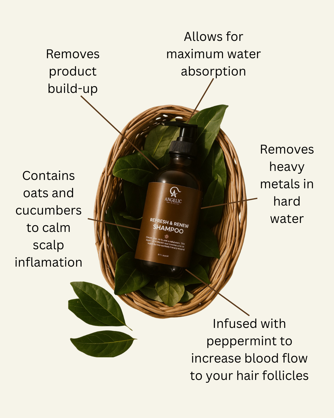 Key performances of a clarifying shampoo, removes product build up, allows maximum absorption, removes heavy metals, reduce scalp inflammation, boost blood flow