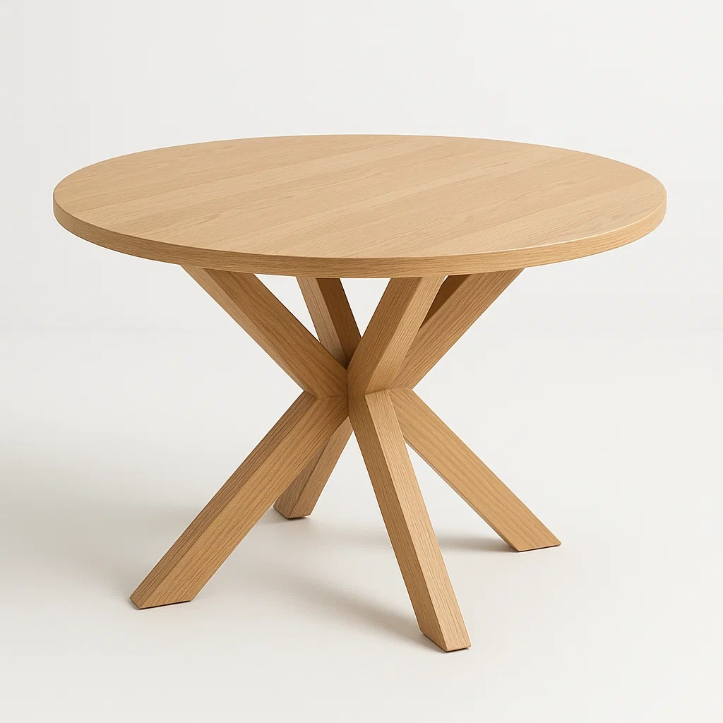 Tavolo da pranzo rotondo in legno di quercia naturale