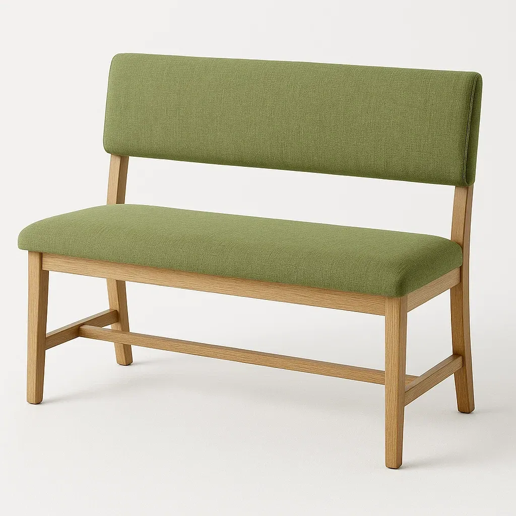 Panca da pranzo in legno e tessuto verde 120×45×80 cm