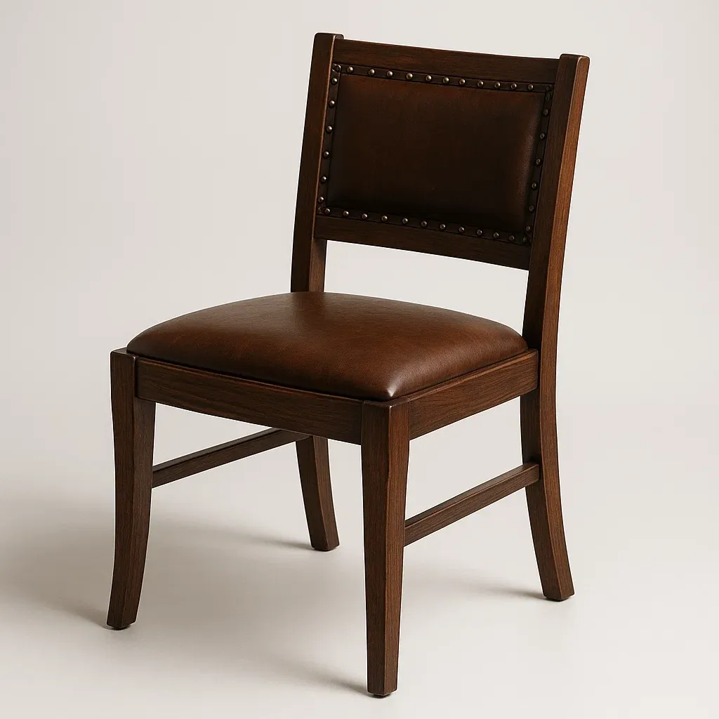 Sedia da pranzo in legno ed ecopelle marrone 45×50×85 cm