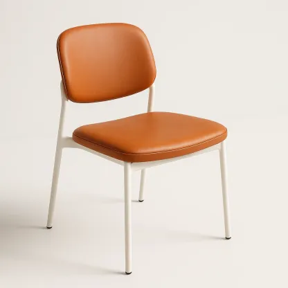 Sedia da pranzo in pelle sintetica marrone con struttura in metallo