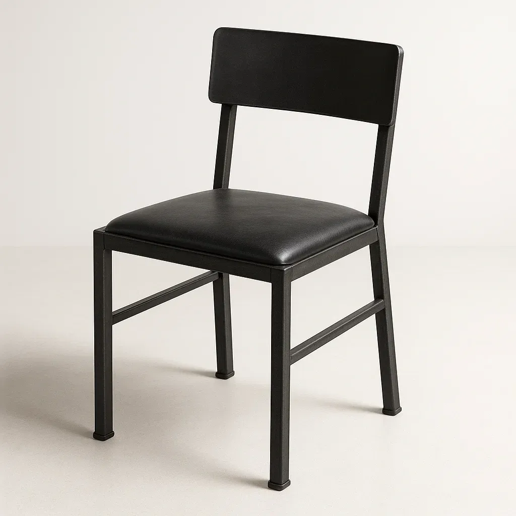 Sedia da pranzo in metallo e PU nero