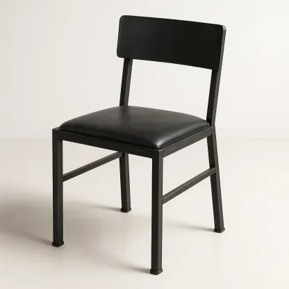Sedia da pranzo in metallo e PU nero