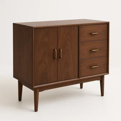 Credenza in legno con tre cassetti e due ante