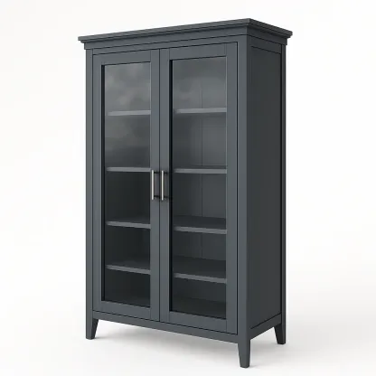 Vetrina in legno con ante in vetro temperato grigio