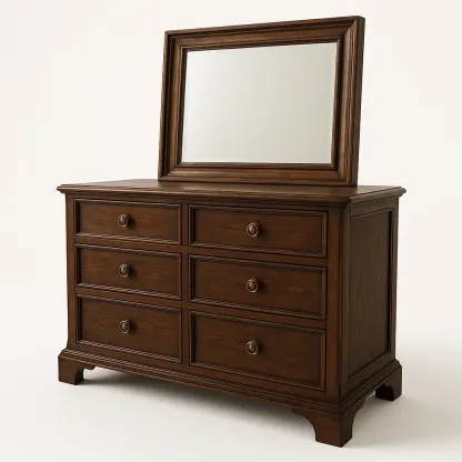 Comò con specchio in legno massello marrone