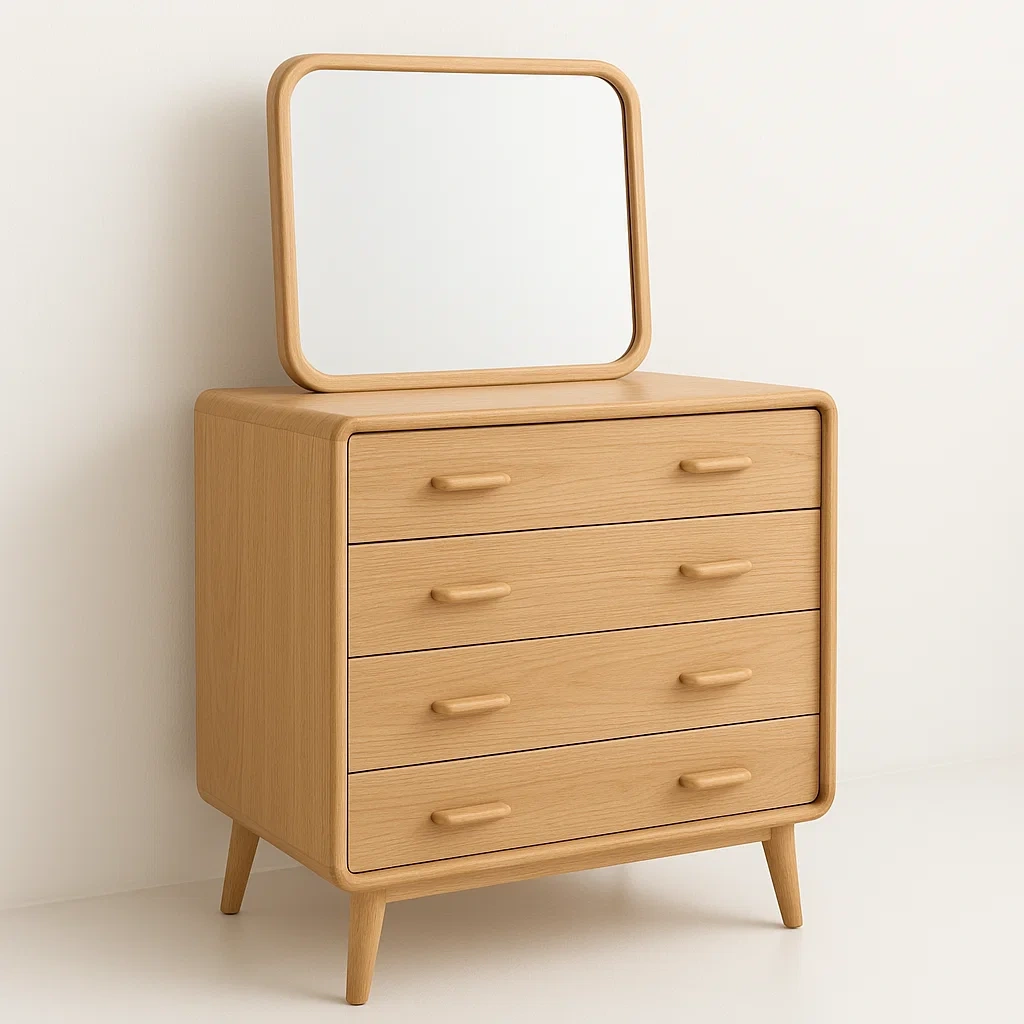 Comò in rovere con specchio