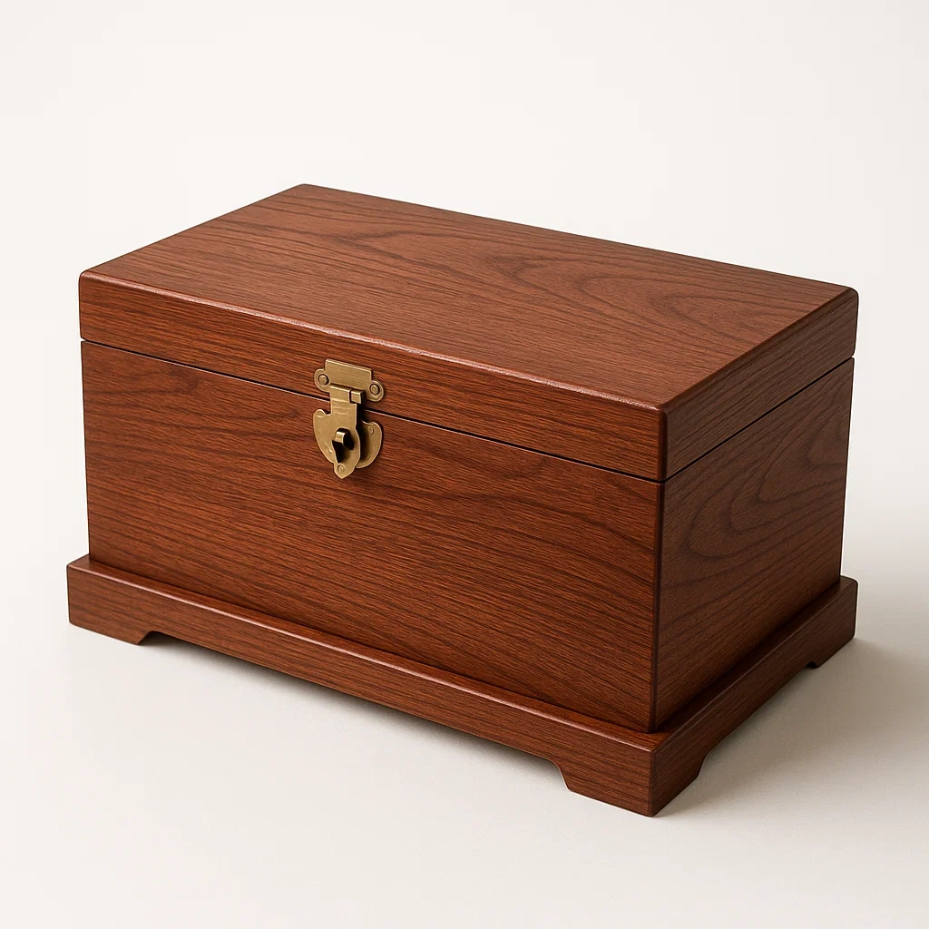 Baule contenitore in legno con serratura in ottone 30×18×20 cm