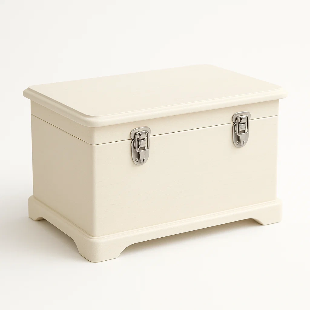 Baule contenitore in MDF avorio 40×25×30 cm