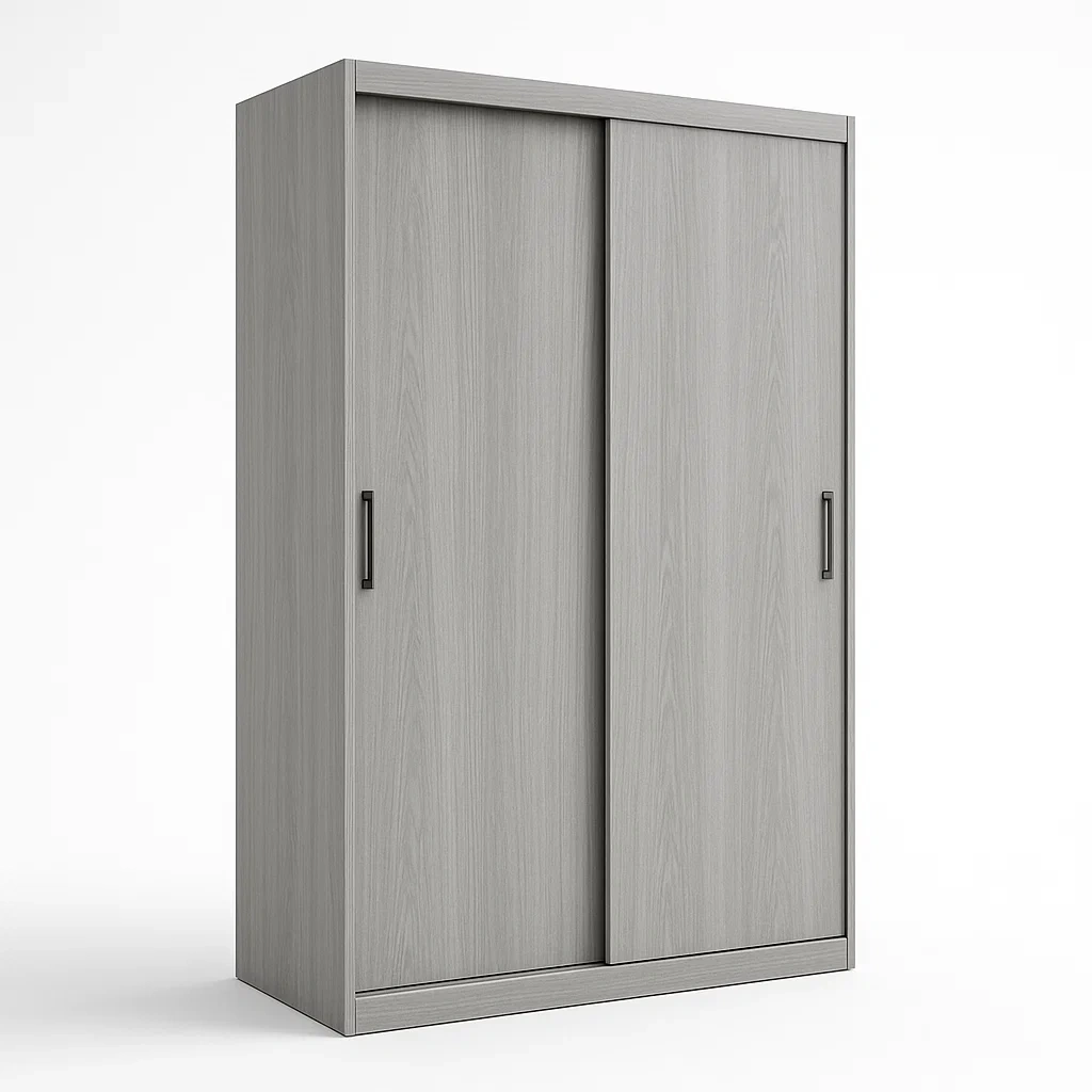 Guardaroba in legno grigio con 2 ante scorrevoli 200×120×60 cm