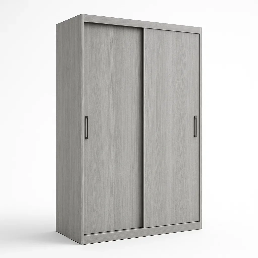 Guardaroba in legno grigio con 2 ante scorrevoli 200×120×60 cm