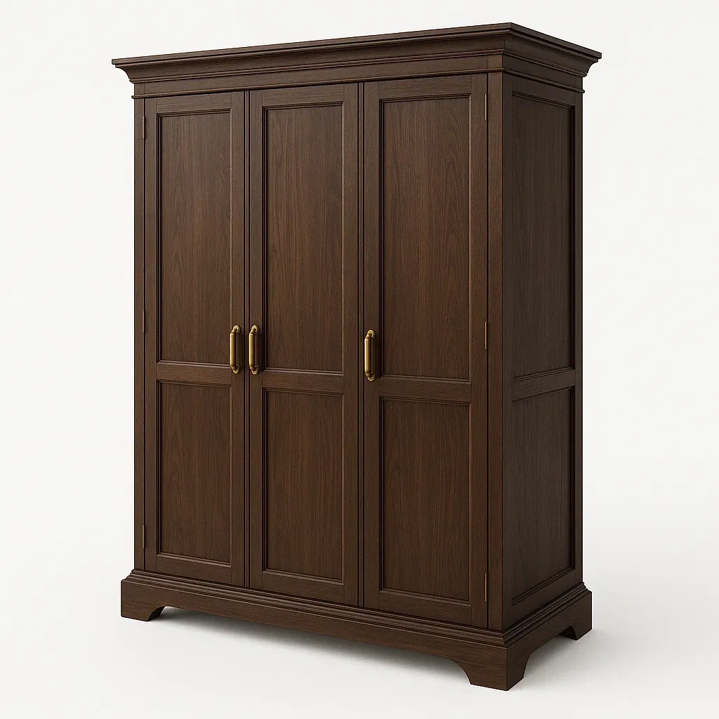 Guardaroba in legno di noce scuro con 3 ante