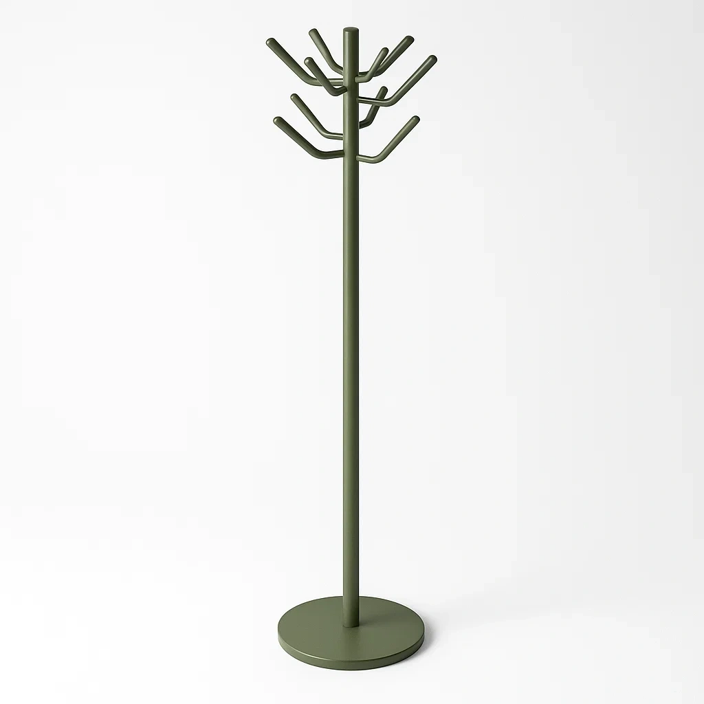 Appendiabiti in metallo verde con base rotonda