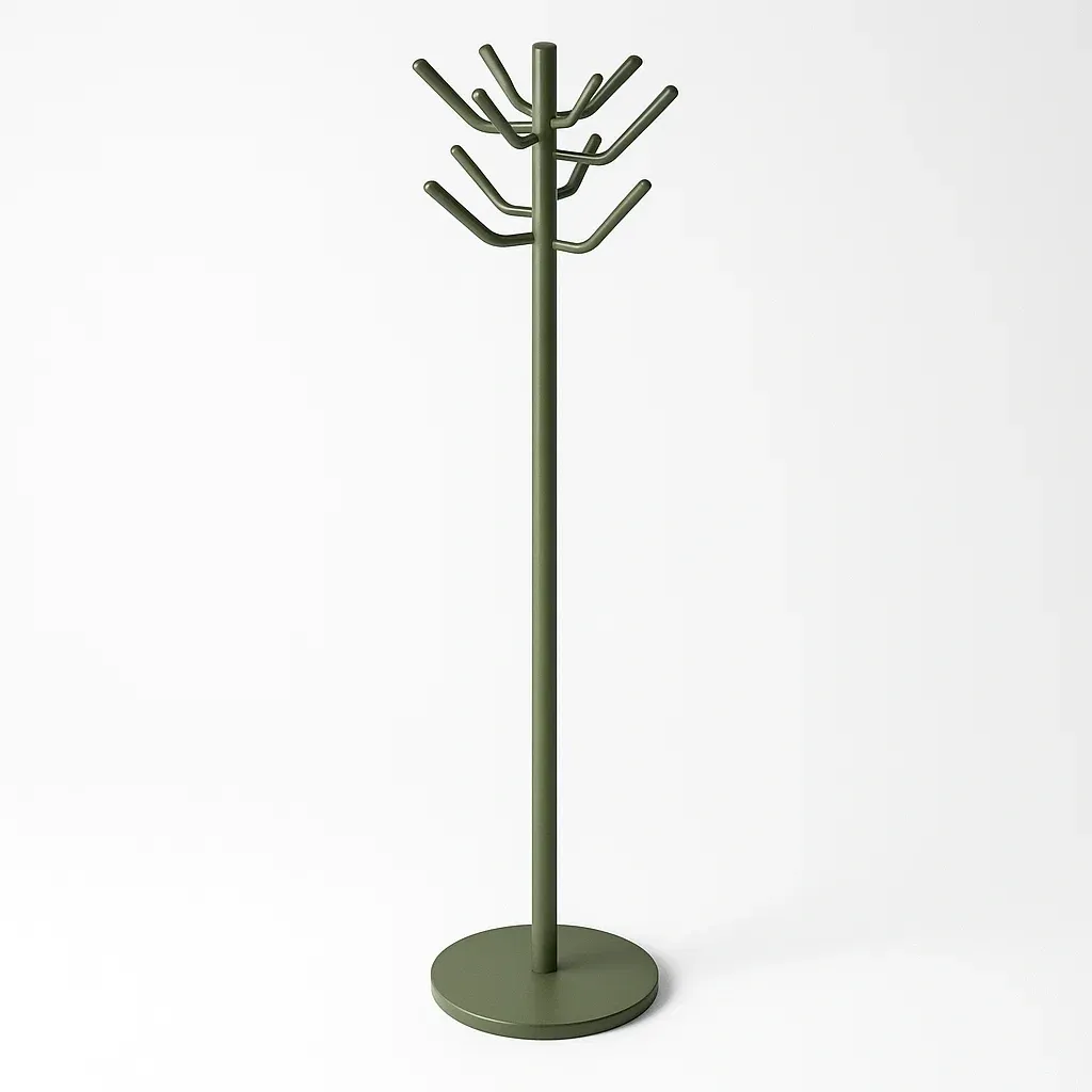 Appendiabiti in metallo verde con base rotonda