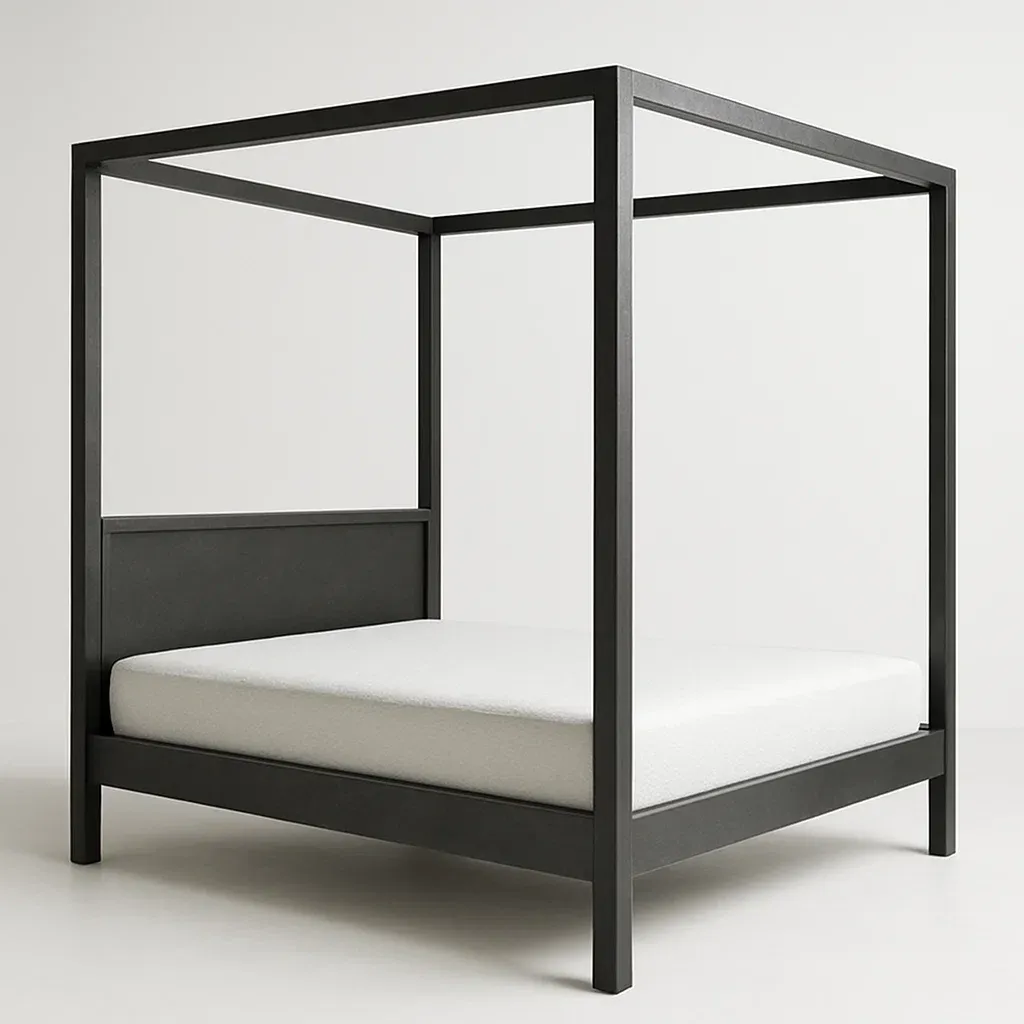 Letto a baldacchino in metallo nero