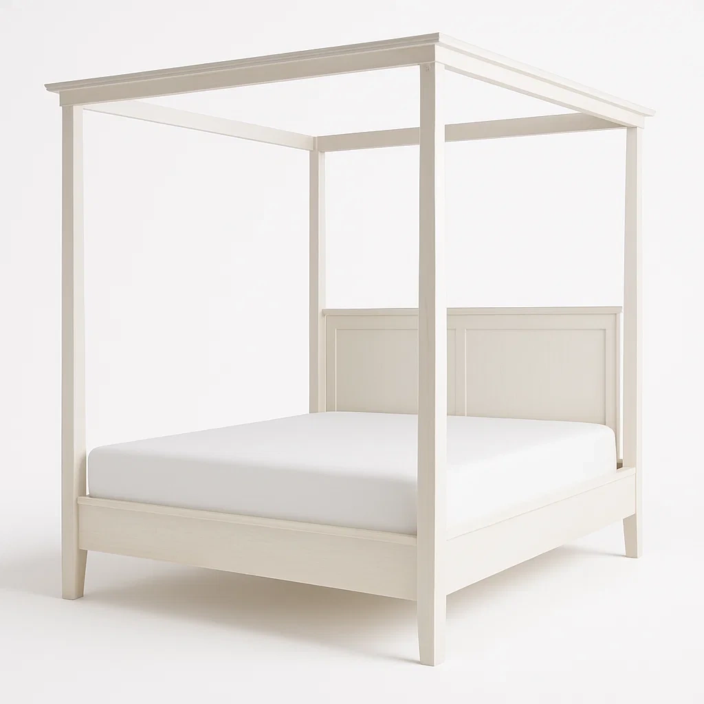 Letto a baldacchino in legno bianco