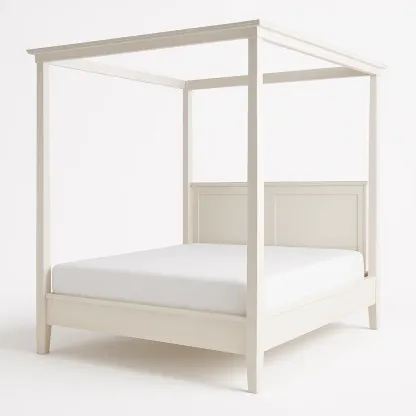 Letto a baldacchino in legno bianco
