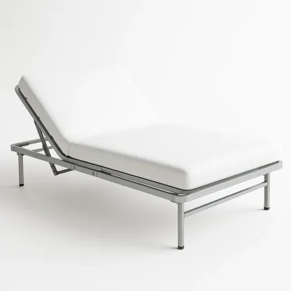 Lettino prendisole in acciaio inox e poliestere bianco