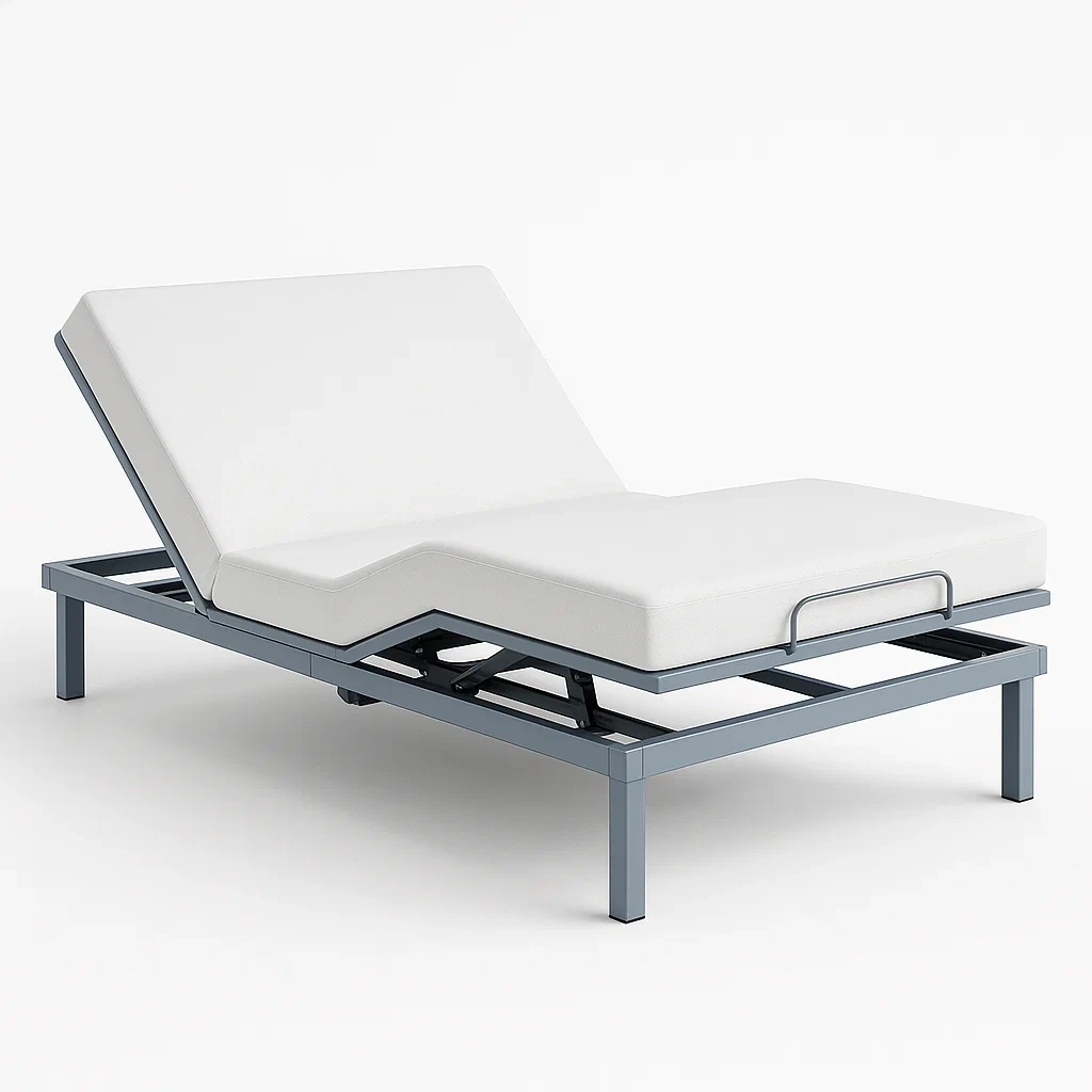 Letto regolabile in metallo con schiuma bianca singolo