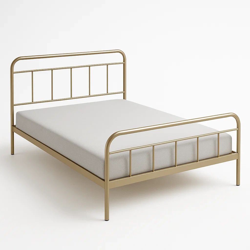 Letto a piattaforma in metallo dorato