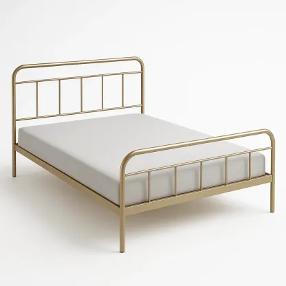 Letto a piattaforma in metallo dorato