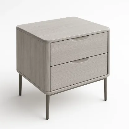 Comodino in legno grigio con 2 cassetti 60×40×60 cm