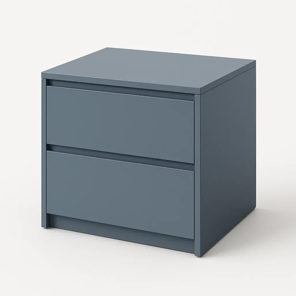 Comodino in legno composito grigio con 2 cassetti 40×40×50 cm