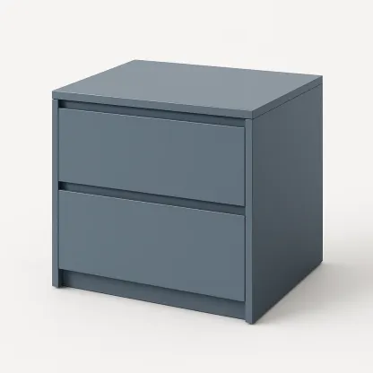 Comodino in legno composito grigio con 2 cassetti 40×40×50 cm