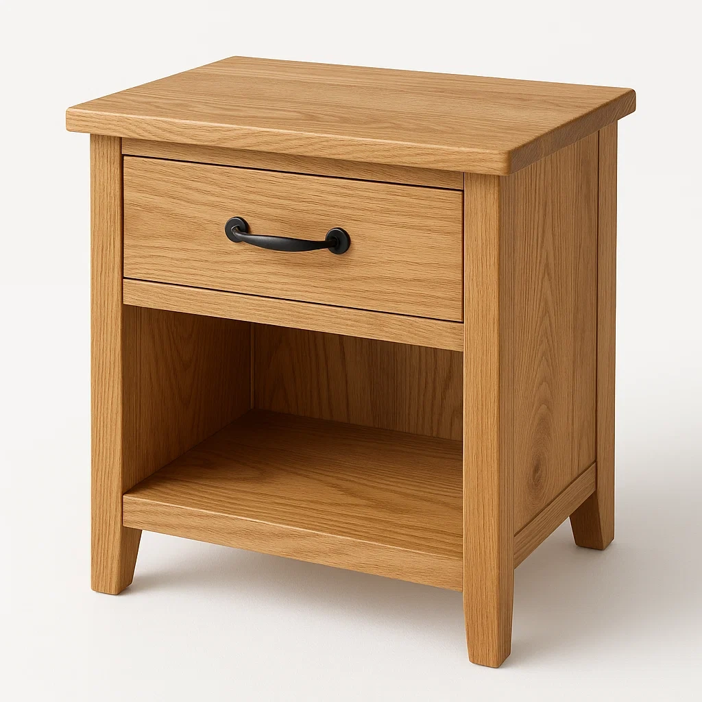 Comodino in rovere massello con cassetto