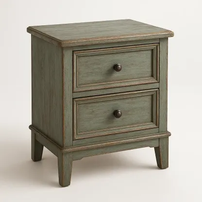 Comodino in legno verde con due cassetti