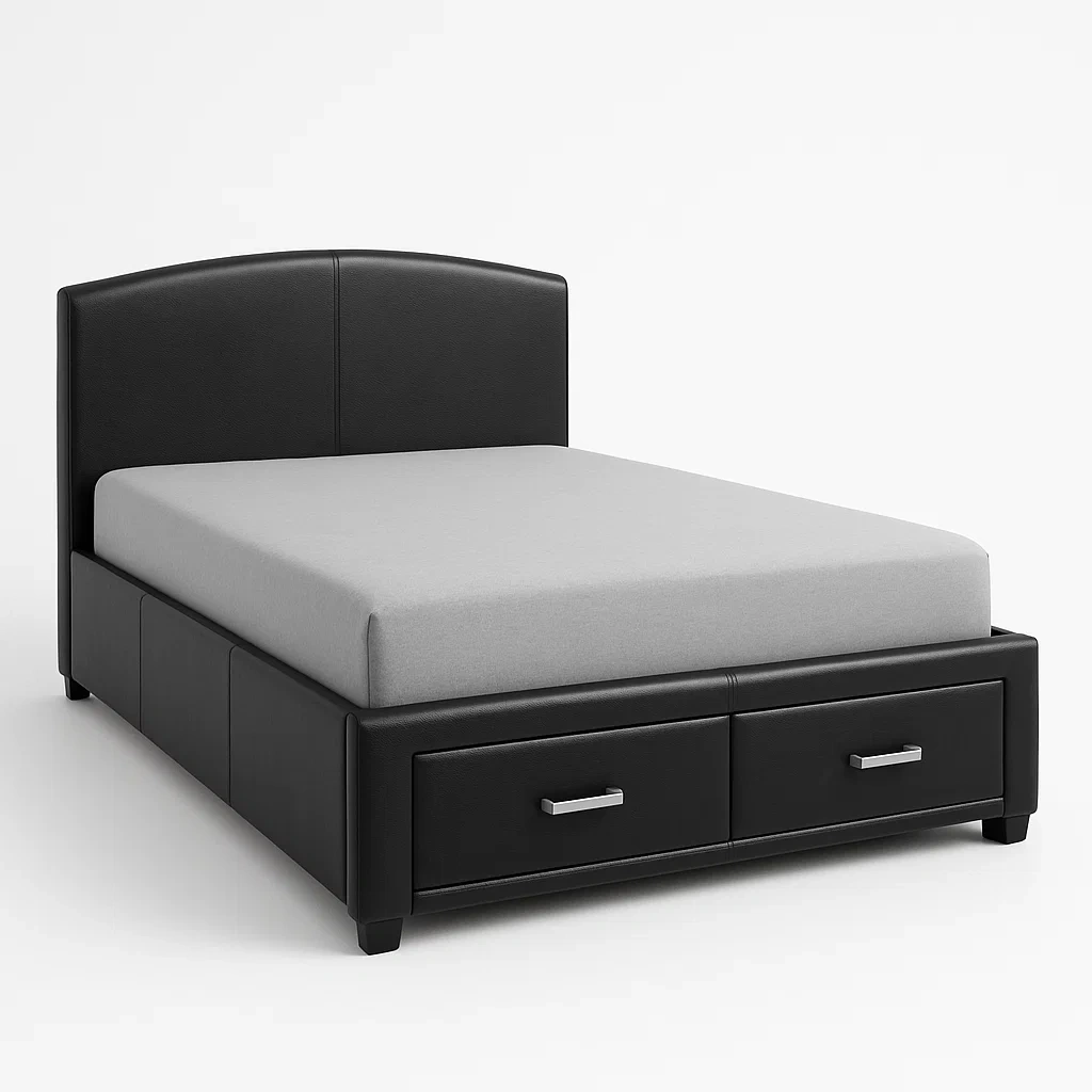 Letto contenitore in pelle sintetica nera