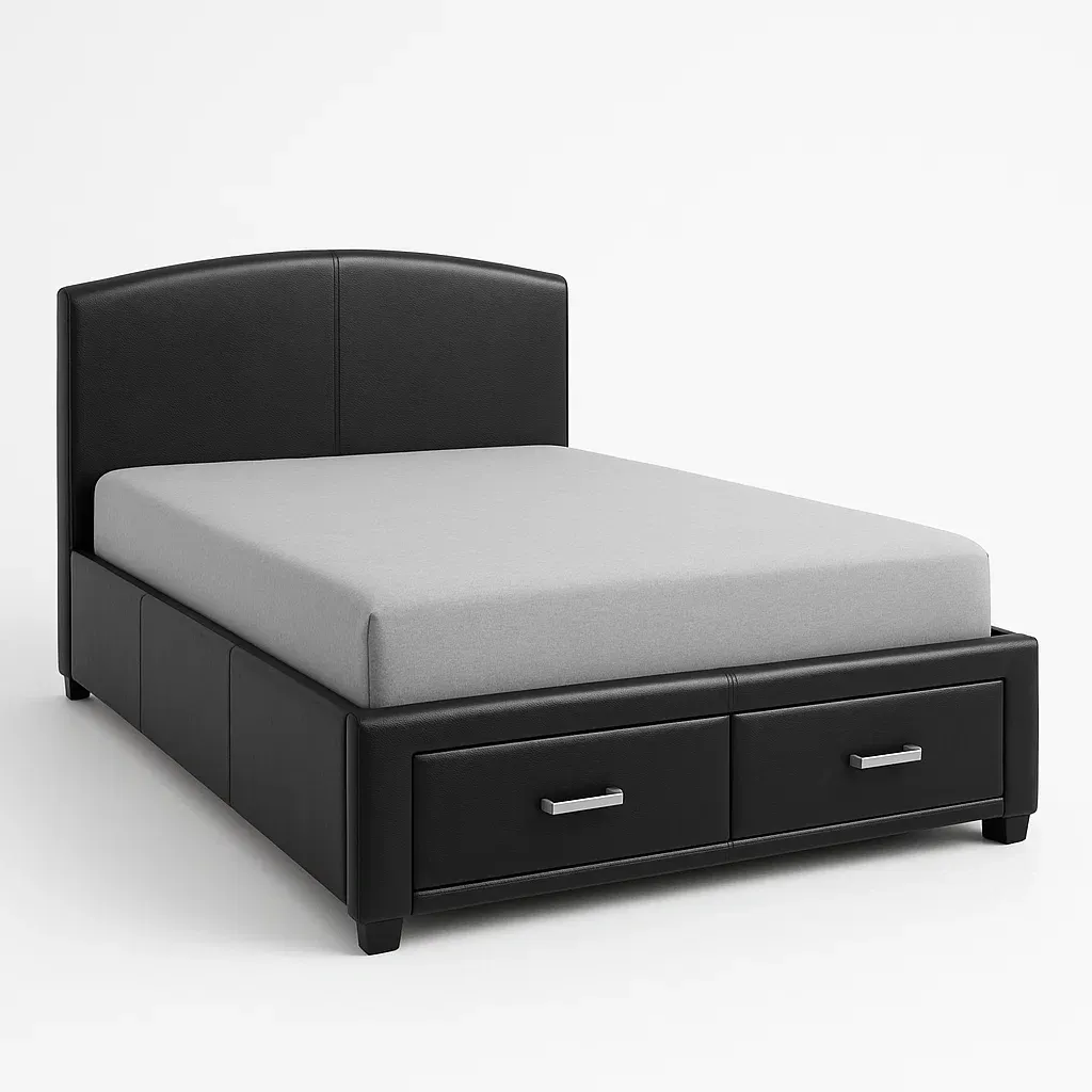Letto contenitore in pelle sintetica nera