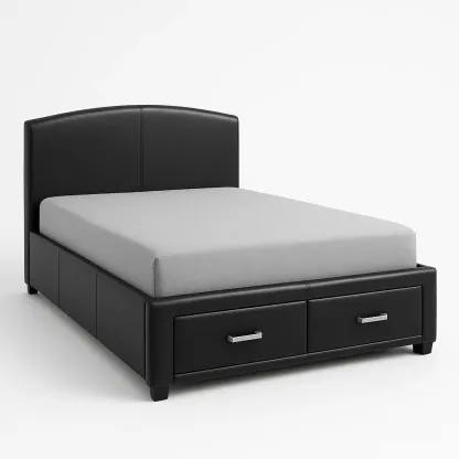 Letto contenitore in pelle sintetica nera