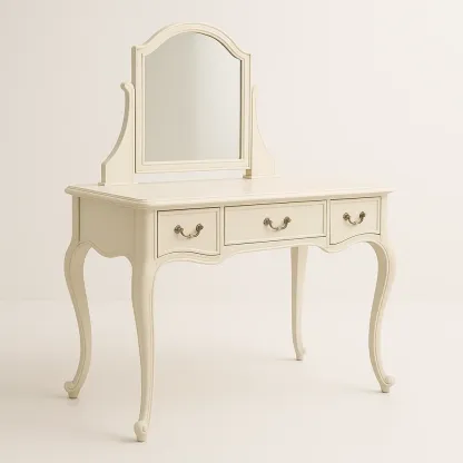 Toeletta con specchio in legno verniciato crema