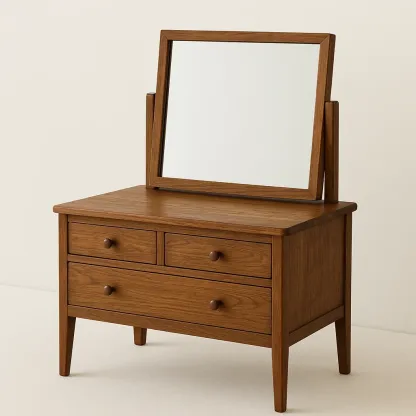 Toeletta in legno massello marrone con specchio