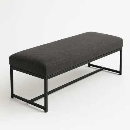 Panca da camera in tessuto grigio scuro con struttura in metallo