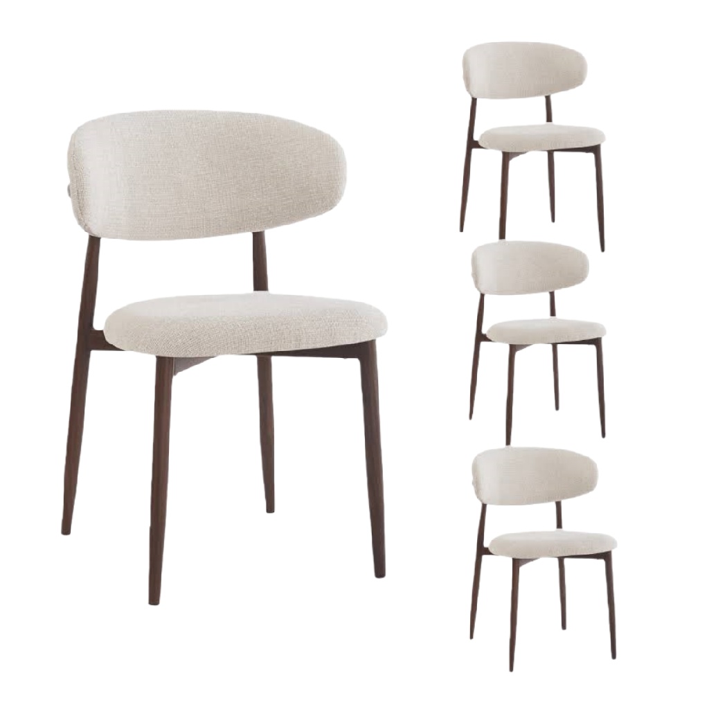 Ensemble de 4 Chaises en Bois de Hêtre avec Assise en Tissu Beige-lindaanderson.shop