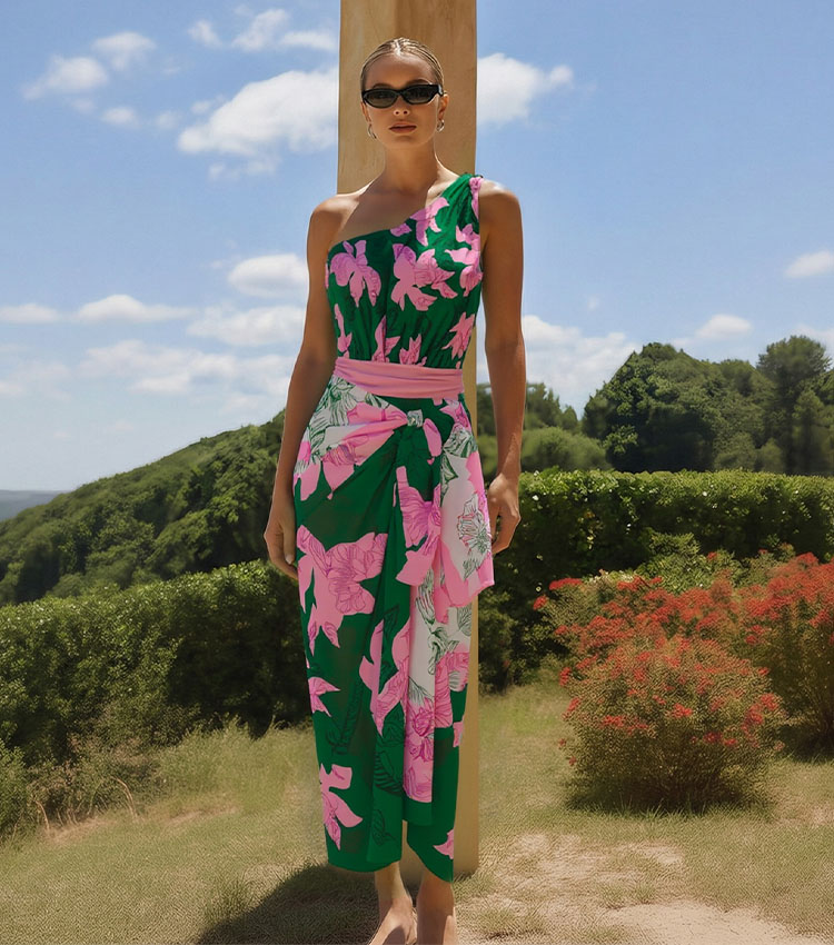 One Shoulder Printed Swimsuit Set(s)