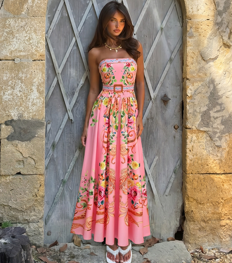 Strapless Baroque Floral Print Swimsuit set(s)