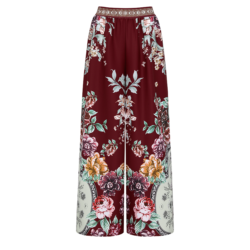 Lace Decoration Peony Print Swimsuit Set(s)