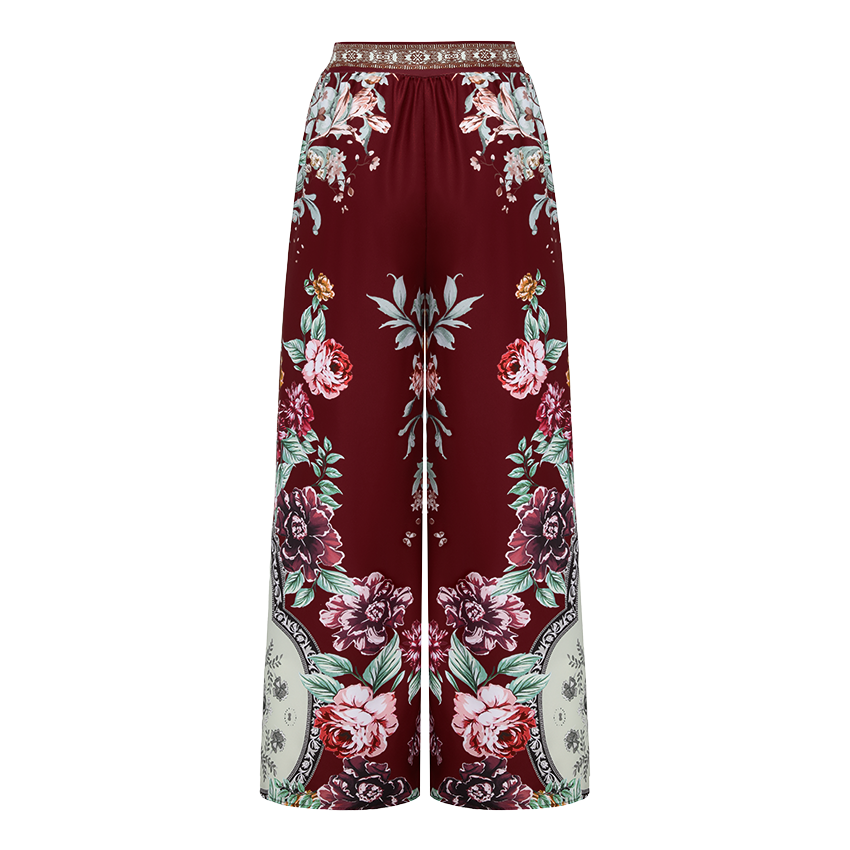 Lace Decoration Peony Print Swimsuit Set(s)