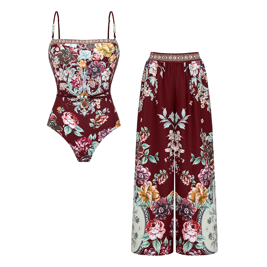 Strapless Peony Print Swimsuit Set(s)