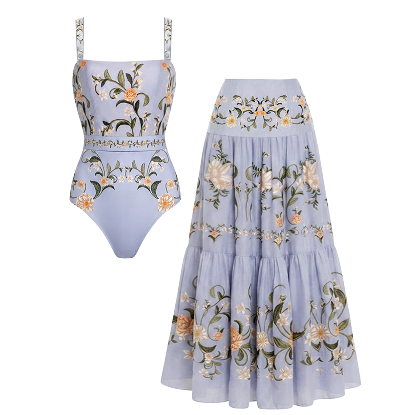 Adjustable Shoulder Strap Floral Print Swimsuit Set(s)